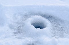 Ice Hole Drilled In Ice Ready For Fishing On Ice Stock Photos Ice Hole Drilled In Ice Ready For Fishing On Ice Stock Photos