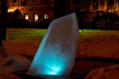 Ice sculpture of blue crystal. royalty free stock photography Ice sculpture of blue crystal. royalty free stock photography