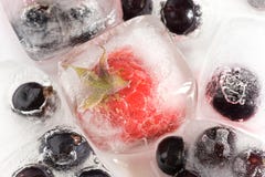 Iced Raspberries And Black-currants Royalty Free Stock Images