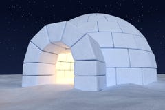 Icehouse do iglu com luz morna para dentro sob o céu noturno com estrelas ilustração stock Icehouse do iglu com luz morna para dentro sob o céu noturno com estrelas ilustração stock