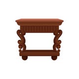 Flat vector icon of brown vintage bedside table. Small wooden nightstand. Antique furniture for bedroom or living room stock illustration Flat vector icon of brown vintage bedside table. Small wooden nightstand. Antique furniture for bedroom or living room stock illustration