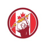 Icona canadese della bandiera di Lighting Bolt Canada dell'elettricista illustrazione vettoriale Icona canadese della bandiera di Lighting Bolt Canada dell'elettricista illustrazione vettoriale