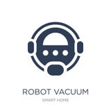 Icona dell'aspirapolvere del robot Vuoto piano d'avanguardia del robot di vettore pulito royalty illustrazione gratis Icona dell'aspirapolvere del robot Vuoto piano d'avanguardia del robot di vettore pulito royalty illustrazione gratis