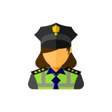 Icona dell'ufficiale della donna della polizia illustrazione vettoriale Icona dell'ufficiale della donna della polizia illustrazione vettoriale