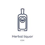Icona di erbe lineare del liquore dalla raccolta del profilo delle bevande Linea sottile vettore di erbe del liquore isolato su f royalty illustrazione gratis Icona di erbe lineare del liquore dalla raccolta del profilo delle bevande Linea sottile vettore di erbe del liquore isolato su f royalty illustrazione gratis