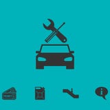 Icona di servizio dell'automobile pianamente illustrazione vettoriale Icona di servizio dell'automobile pianamente illustrazione vettoriale