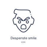 Icona disperata lineare di sorriso dalla raccolta del profilo di Emoji Linea sottile vettore disperato di sorriso isolato su fond royalty illustrazione gratis Icona disperata lineare di sorriso dalla raccolta del profilo di Emoji Linea sottile vettore disperato di sorriso isolato su fond royalty illustrazione gratis