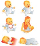 Icona impostata - scene di vita del bambino. I illustrazione di stock Icona impostata - scene di vita del bambino. I illustrazione di stock