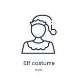 Icona lineare del costume dell'elfo dalla raccolta del profilo di Natale Linea sottile vettore del costume dell'elfo isolato su f royalty illustrazione gratis Icona lineare del costume dell'elfo dalla raccolta del profilo di Natale Linea sottile vettore del costume dell'elfo isolato su f royalty illustrazione gratis