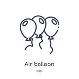 Icona lineare dell'aerostato dal compleanno e dalla raccolta del profilo del partito Linea sottile icona dell'aerostato isolata s illustrazione vettoriale Icona lineare dell'aerostato dal compleanno e dalla raccolta del profilo del partito Linea sottile icona dell'aerostato isolata s illustrazione vettoriale