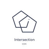 Icona lineare dell'intersezione dalla figura geometrica raccolta del profilo Linea sottile icona dell'intersezione isolata su fon royalty illustrazione gratis Icona lineare dell'intersezione dalla figura geometrica raccolta del profilo Linea sottile icona dell'intersezione isolata su fon royalty illustrazione gratis
