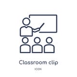 Icona lineare della clip dell'aula dalla raccolta del profilo generale Linea sottile icona della clip dell'aula isolata su fondo illustrazione di stock Icona lineare della clip dell'aula dalla raccolta del profilo generale Linea sottile icona della clip dell'aula isolata su fondo illustrazione di stock
