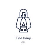 Icona lineare della lampada del fuoco dalla raccolta di campeggio del profilo Linea sottile vettore della lampada del fuoco isola illustrazione di stock Icona lineare della lampada del fuoco dalla raccolta di campeggio del profilo Linea sottile vettore della lampada del fuoco isola illustrazione di stock