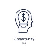 Icona lineare di opportunità dalla raccolta del profilo di processo del cervello Linea sottile vettore di opportunità isolato su illustrazione di stock Icona lineare di opportunità dalla raccolta del profilo di processo del cervello Linea sottile vettore di opportunità isolato su illustrazione di stock