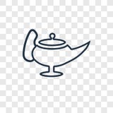 Icona lineare di vettore di concetto di Genie Lamp isolata sulle sedere trasparenti illustrazione di stock Icona lineare di vettore di concetto di Genie Lamp isolata sulle sedere trasparenti illustrazione di stock