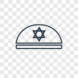 Icona lineare di vettore di concetto di Kippah isolata su backgr trasparente illustrazione di stock Icona lineare di vettore di concetto di Kippah isolata su backgr trasparente illustrazione di stock