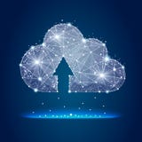 Icona, progettazione dell'estratto di stoccaggio della nuvola, isolata da poli wireframe basso su fondo di spazio e delle stelle illustrazione di stock Icona, progettazione dell'estratto di stoccaggio della nuvola, isolata da poli wireframe basso su fondo di spazio e delle stelle illustrazione di stock