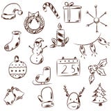 Icone in bianco e nero disegnate a mano di Natale illustrazione di stock Icone in bianco e nero disegnate a mano di Natale illustrazione di stock