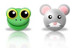 Icone degli animali del mouse e della rana Fotografie Stock Icone degli animali del mouse e della rana Fotografie Stock