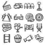 Icone del cinematografo impostate illustrazione di stock Icone del cinematografo impostate illustrazione di stock