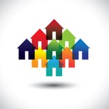 Icone dell'impresa immobiliare di concetto delle case variopinte royalty illustrazione gratis Icone dell'impresa immobiliare di concetto delle case variopinte royalty illustrazione gratis