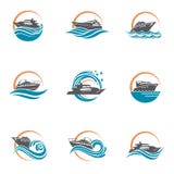 Icone dell'yacht e del motoscafo illustrazione vettoriale Icone dell'yacht e del motoscafo illustrazione vettoriale