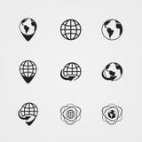 Icone della terra del globo di vettore messe royalty illustrazione gratis Icone della terra del globo di vettore messe royalty illustrazione gratis