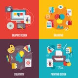 Icone di progettazione grafica piane illustrazione vettoriale Icone di progettazione grafica piane illustrazione vettoriale
