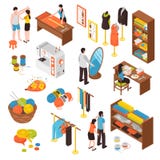 Icone isometriche dello studio dell'atelier messe illustrazione di stock Icone isometriche dello studio dell'atelier messe illustrazione di stock