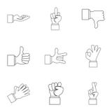 Icone messe, stile della mano del profilo illustrazione vettoriale Icone messe, stile della mano del profilo illustrazione vettoriale