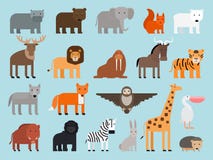 Icone piane degli animali dello zoo illustrazione di stock Icone piane degli animali dello zoo illustrazione di stock