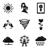 Icone romantiche messe, stile semplice di umore illustrazione vettoriale Icone romantiche messe, stile semplice di umore illustrazione vettoriale
