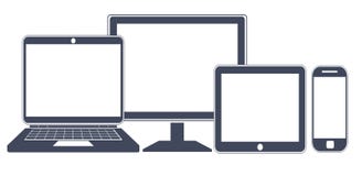 Icone, Smart Phone, compressa, computer portatile e desktop computer del dispositivo Fotografia Stock Icone, Smart Phone, compressa, computer portatile e desktop computer del dispositivo Fotografia Stock
