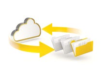 Icono amarillo de la impulsión de la nube con las carpetas ilustración del vector Icono amarillo de la impulsión de la nube con las carpetas ilustración del vector