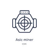 Icono asic linear del minero de la colección del esquema de los dispositivos electrónicos Línea fina vector asic del minero aisla libre illustration Icono asic linear del minero de la colección del esquema de los dispositivos electrónicos Línea fina vector asic del minero aisla libre illustration