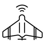 Icono aéreo sin tripulación del vehículo en solo color Technolog de la aviación stock de ilustración Icono aéreo sin tripulación del vehículo en solo color Technolog de la aviación stock de ilustración