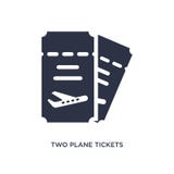 icono de dos billetes de avión en el fondo blanco Ejemplo simple del elemento del concepto del terminal de aeropuerto libre illustration icono de dos billetes de avión en el fondo blanco Ejemplo simple del elemento del concepto del terminal de aeropuerto libre illustration