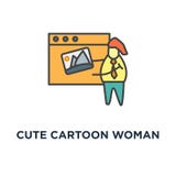 icono de la fotografía de la mujer linda de la historieta que carga comparta su diseño del símbolo del concepto de la foto, foto ilustración del vector icono de la fotografía de la mujer linda de la historieta que carga comparta su diseño del símbolo del concepto de la foto, foto ilustración del vector