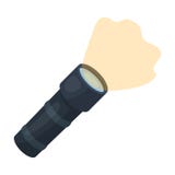 Icono de la linterna en estilo de la historieta aislado en el fondo blanco Símbolo de la policía stock de ilustración Icono de la linterna en estilo de la historieta aislado en el fondo blanco Símbolo de la policía stock de ilustración