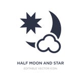 icono de la media luna y de la estrella en el fondo blanco Ejemplo simple del elemento del concepto de las formas stock de ilustración icono de la media luna y de la estrella en el fondo blanco Ejemplo simple del elemento del concepto de las formas stock de ilustración