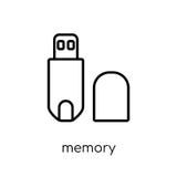 Icono de la memoria Icono linear plano moderno de moda de la memoria del vector en whi libre illustration Icono de la memoria Icono linear plano moderno de moda de la memoria del vector en whi libre illustration