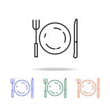 Icono de la placa, de la bifurcación y del cuchillo Elementos del icono simple de la web en multicolor Icono superior del diseño libre illustration Icono de la placa, de la bifurcación y del cuchillo Elementos del icono simple de la web en multicolor Icono superior del diseño libre illustration