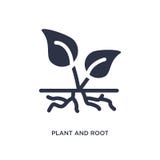 icono de la planta y de la raíz en el fondo blanco Ejemplo simple del elemento del concepto de la ecología libre illustration icono de la planta y de la raíz en el fondo blanco Ejemplo simple del elemento del concepto de la ecología libre illustration