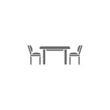 Icono de la tabla y de las sillas Ejemplo simple del elemento Plantilla del diseño del símbolo de la tabla y de las sillas Puede ilustración del vector Icono de la tabla y de las sillas Ejemplo simple del elemento Plantilla del diseño del símbolo de la tabla y de las sillas Puede ilustración del vector