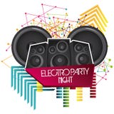 Icono del altavoz Electro diseño del partido Gráfico de vector stock de ilustración Icono del altavoz Electro diseño del partido Gráfico de vector stock de ilustración
