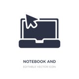 icono del cursor del cuaderno y del ratón en el fondo blanco Ejemplo simple del elemento del concepto del ordenador stock de ilustración icono del cursor del cuaderno y del ratón en el fondo blanco Ejemplo simple del elemento del concepto del ordenador stock de ilustración