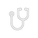 Icono del esquema del estetoscopio Las muestras y los s?mbolos se pueden utilizar para la web, logotipo, app m?vil, UI, UX stock de ilustración Icono del esquema del estetoscopio Las muestras y los s?mbolos se pueden utilizar para la web, logotipo, app m?vil, UI, UX stock de ilustración