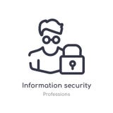 icono del esquema del experto en seguridad de la información l?nea aislada ejemplo del vector de la colecci?n de las profesiones stock de ilustración icono del esquema del experto en seguridad de la información l?nea aislada ejemplo del vector de la colecci?n de las profesiones stock de ilustración