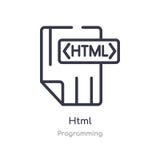 icono del esquema del HTML l?nea aislada ejemplo del vector de la colecci?n programada icono fino editable del HTML del movimient libre illustration icono del esquema del HTML l?nea aislada ejemplo del vector de la colecci?n programada icono fino editable del HTML del movimient libre illustration