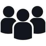 Icono del grupo de tres siluetas de las personas ilustración del vector Icono del grupo de tres siluetas de las personas ilustración del vector